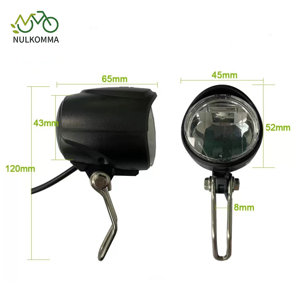 NULKOMMA Electric Bike Headlight for Night Riding LED Front Light Suitable for 24V 36V 48V Battery Controller Waterproof 2-pin Female Connector LED Light for E-Bike Scooter