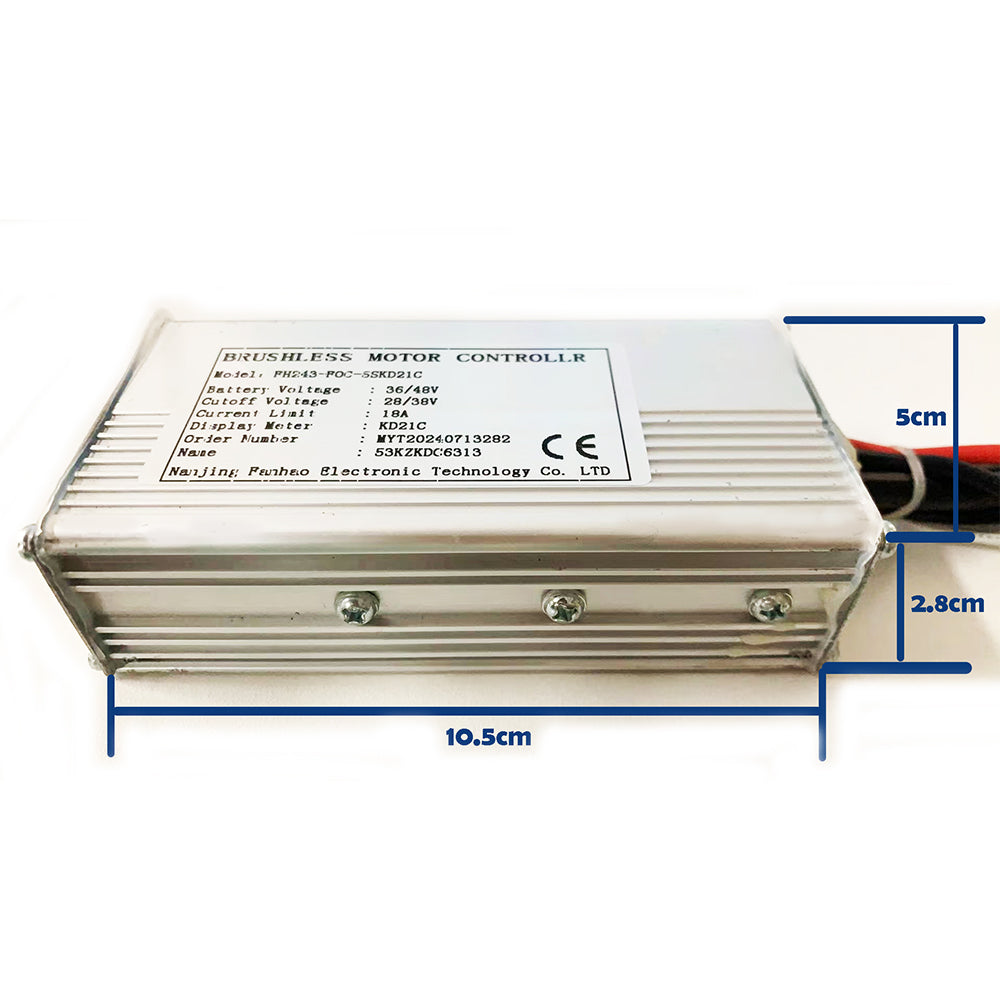 FH243-FOC-5SKD21C Brushless Motor Controller 36V/48V 18A for Ebike Display Meter KD21C