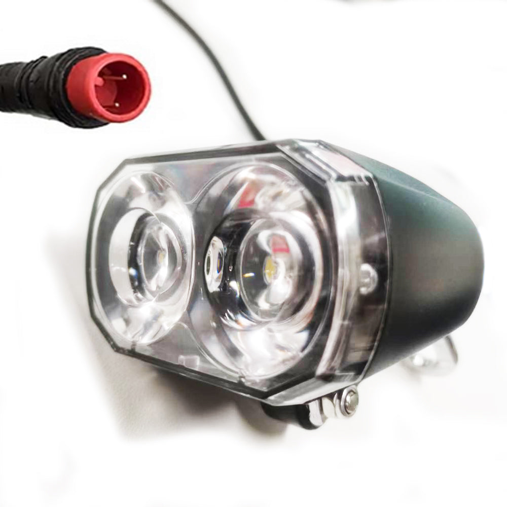 Ebike Headlight 2-pin Connector 24V 36V 48V Electric Bike Front Light for Night Riding Ebike LED Light Bicycle Headlight Electric Scooter Headlight Wired Ebike Accessories Mountain Bike Headlight