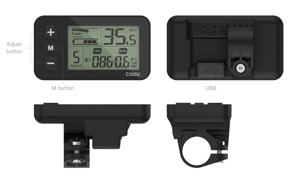 Bigstone C300U Ebike LCD Display Meter 24V/36V/48V
