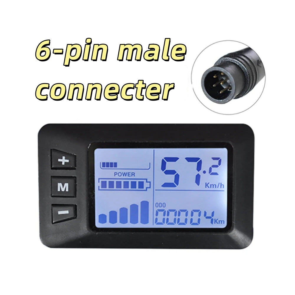 Nulkomma LCD-G51 Ebike LCD Display Meter 48V LCD Panel Screen with 6-pin Male Connector