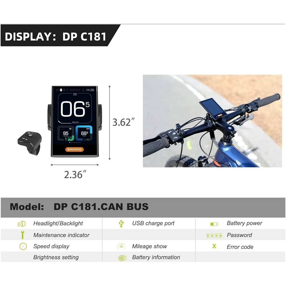 BAFANG DP C181 Ebike LCD Display Meter Ebike Conversion Kit 5-pin Triangle Connector