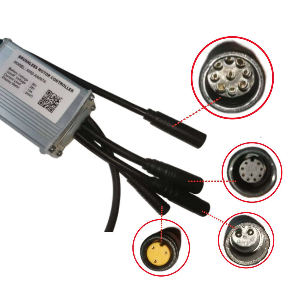Nulkomma X052-AA007A Brushless Motor Controller 36V 13A Ebike Controller for No.2 Protocol Display Meter