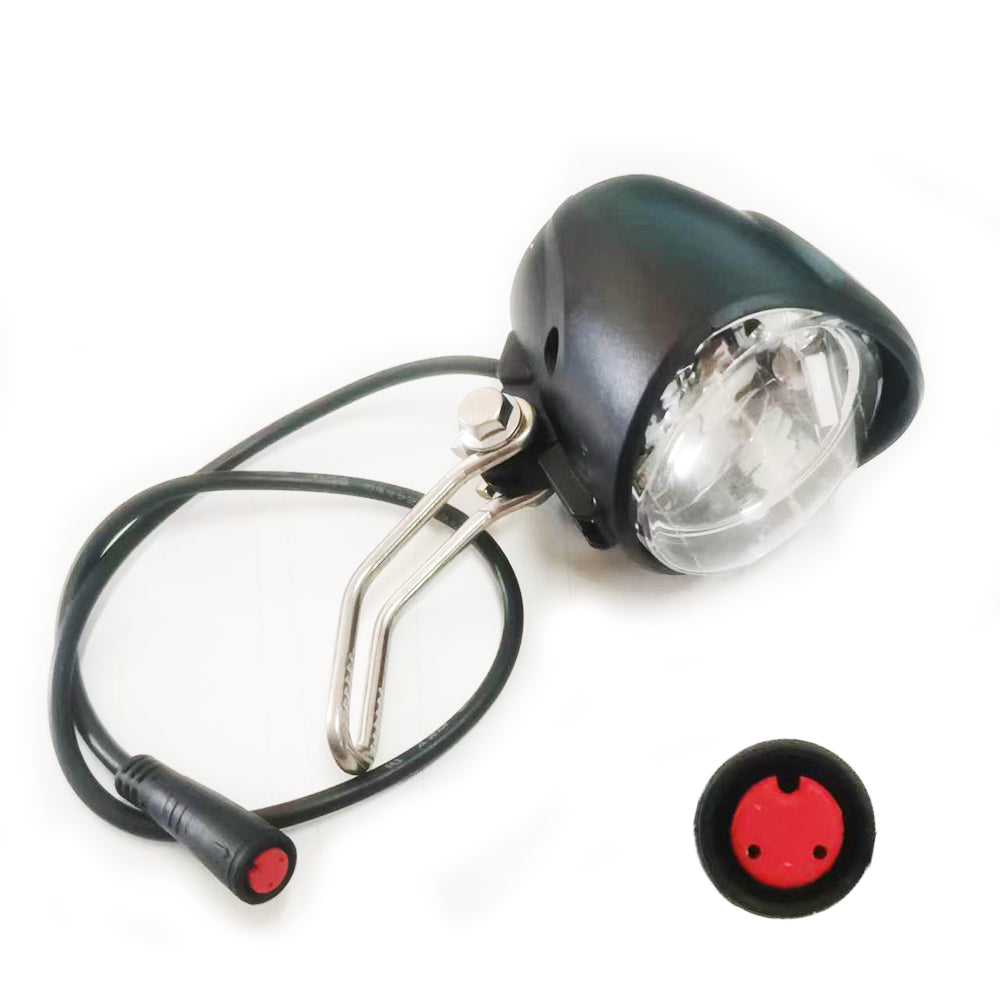 NULKOMMA Electric Bike Headlight for Night Riding LED Front Light Suitable for 24V 36V 48V Battery Controller Waterproof 2-pin Female Connector LED Light for E-Bike Scooter