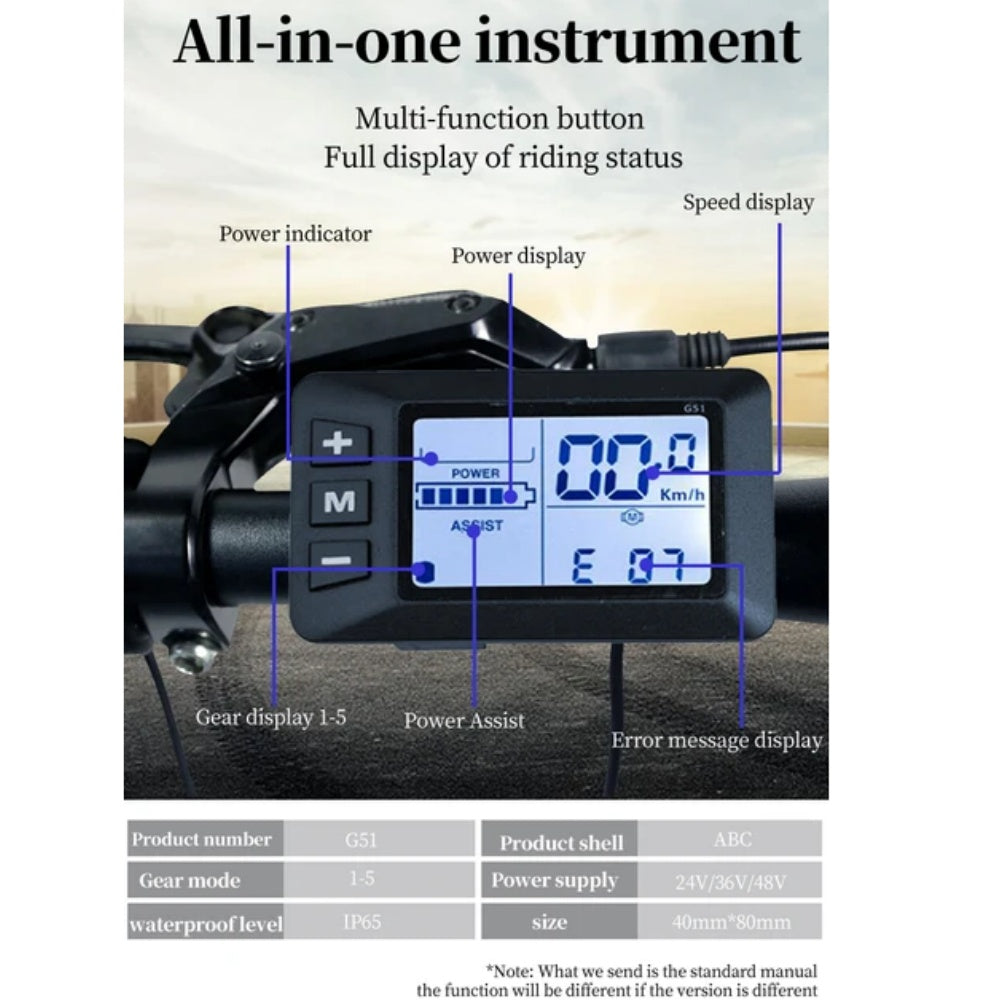Nulkomma LCD-G51 Ebike LCD Display Meter 48V LCD Panel Screen with 6-pin Male Connector