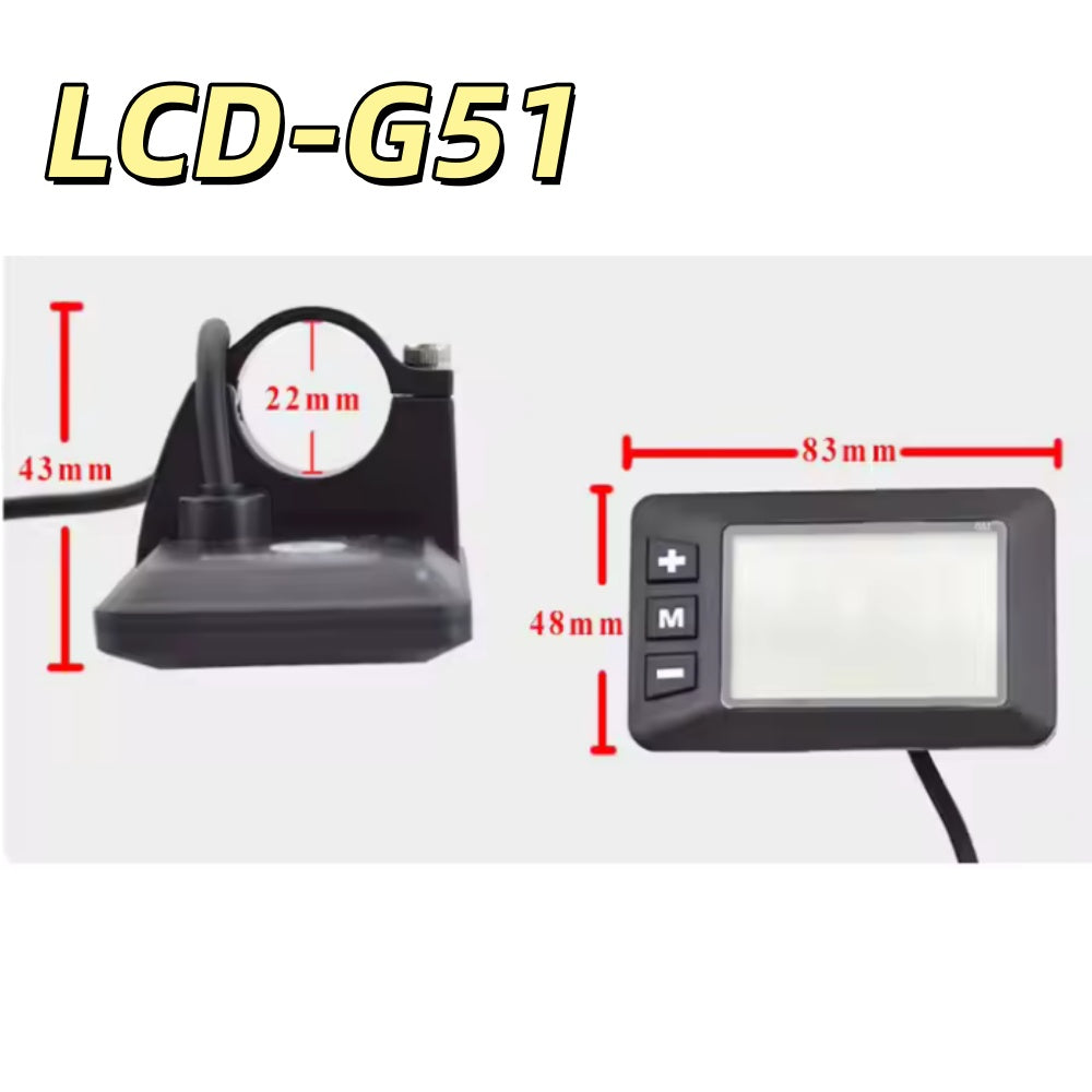 Nulkomma LCD-G51 Ebike LCD Display Meter 48V LCD Panel Screen with 6-pin Male Connector