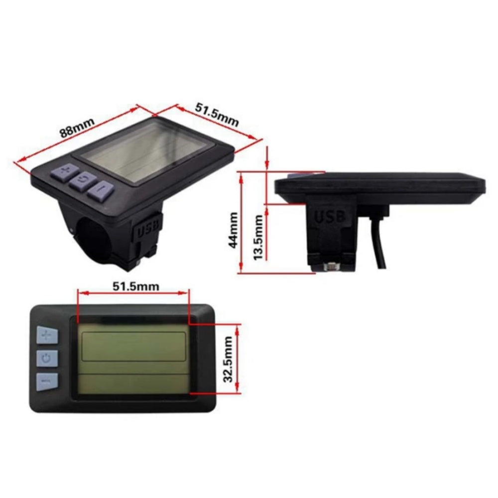 NULKOMMA LCD-P3H Electric Bicycle LCD Display Meter Ebike Computer Waterproof 5-pin Plug Connector 48V Ebike Control Panel