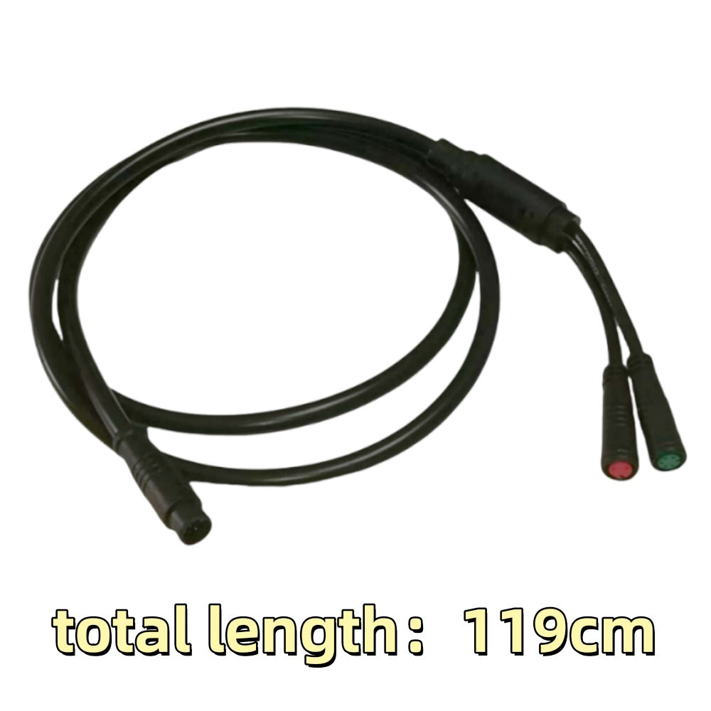 NULKOMMA 1-to-2 Ebike Cable 10-pin Male to 2-pin Female and 5-pin Female Connectors Waterproof Extension Cable
