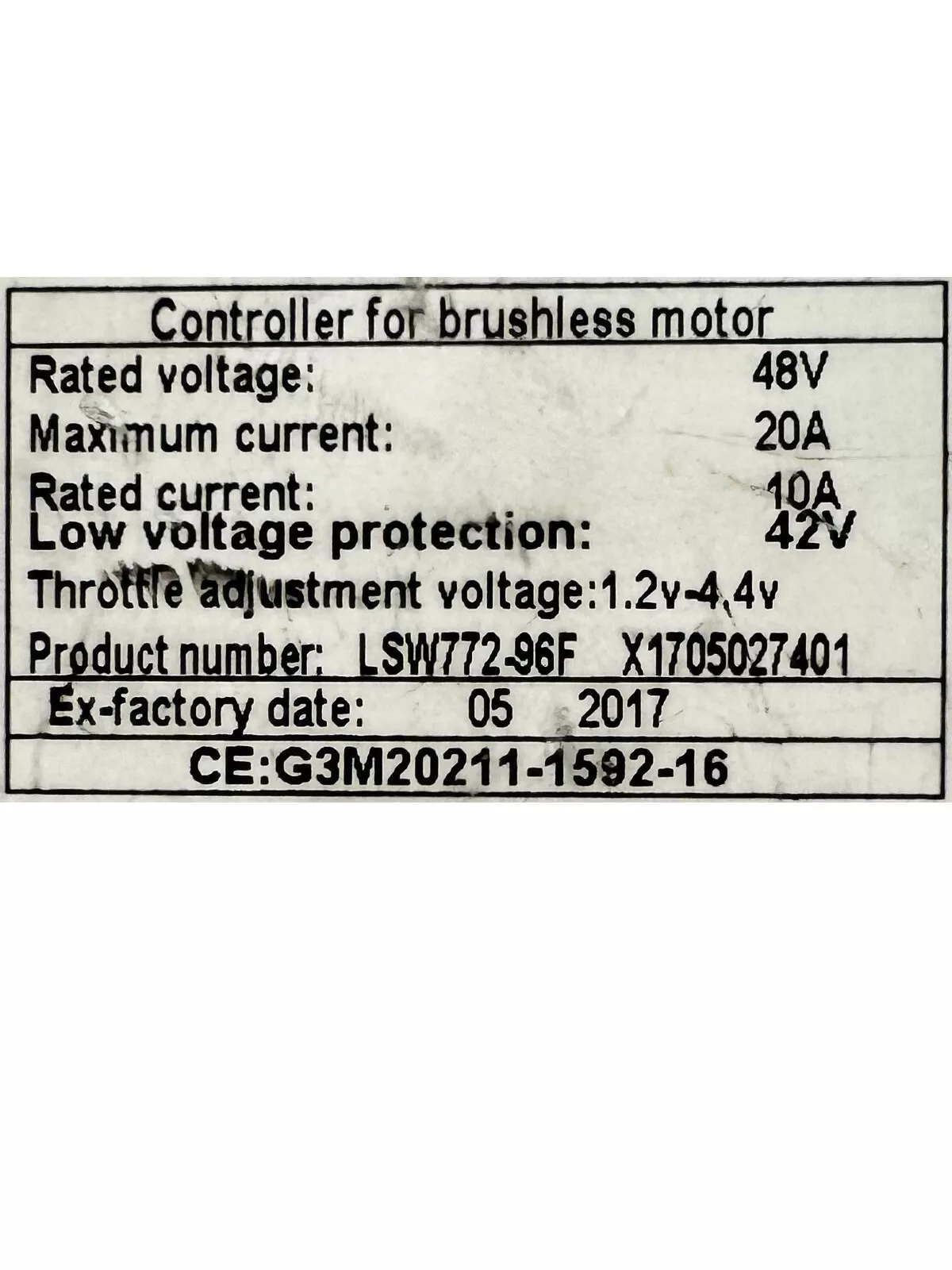 LSW772-96F Brushless Motor Controller DC 48V 30A Aluminum Alloy