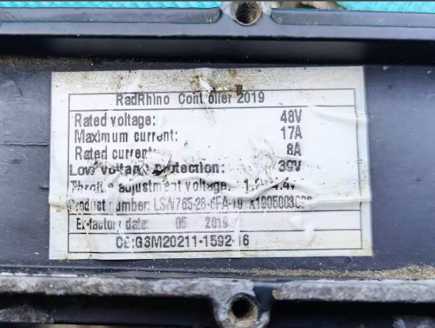 Nulkomma LS765-28-6FA-19 RadRhino 2019 Ebike Controller 48V 17A Max 8A Rated Electric Bike Motor Controller Low Voltage Protection 39V Replacement Part