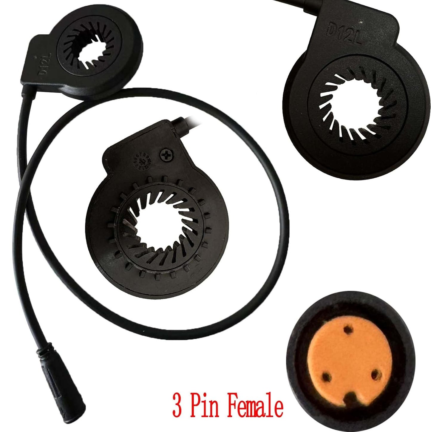 Electric Bikes Sensor Pedal Assist Sensor Speed Sensor for Hub Motor & Electric Bike PAS Dual Hall Sensor with 12 Magnets eBike Assistant Sensor with 3Pin Waterproof Plug