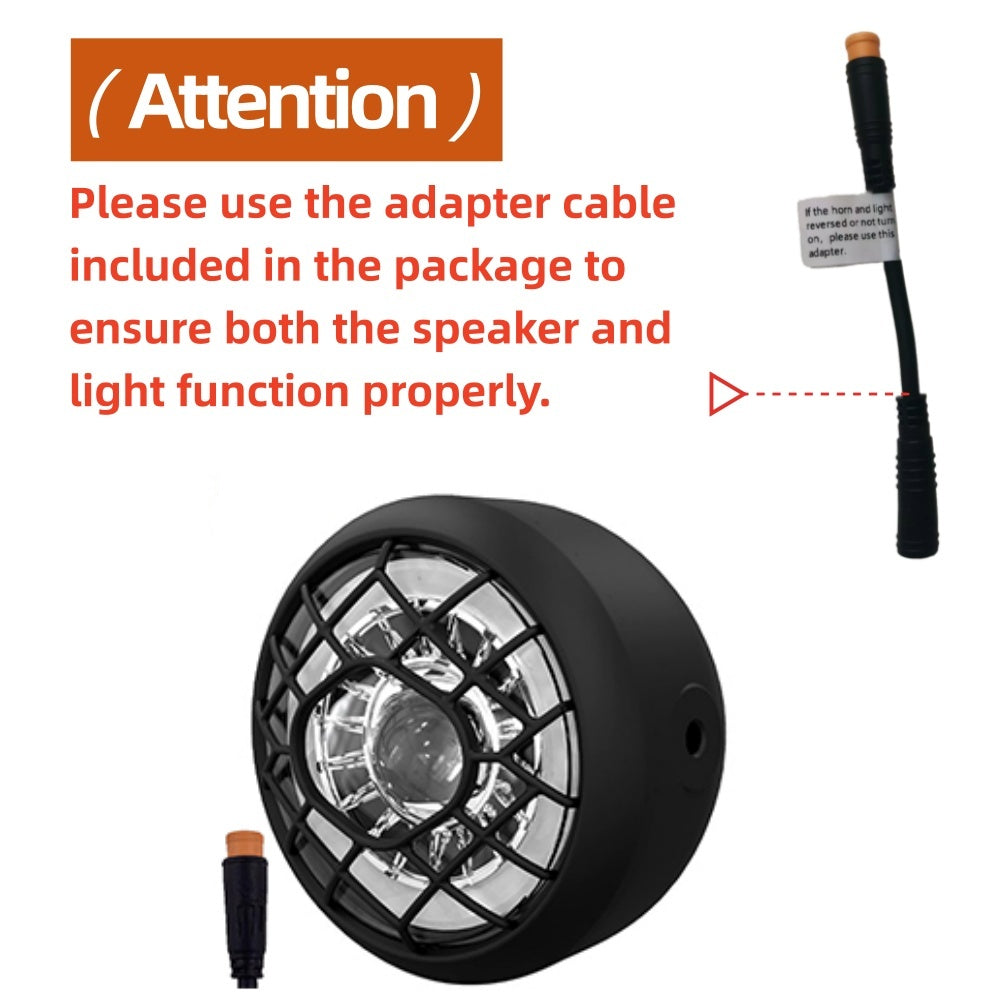 Headlight Durable Bright Front Light for Electric Bicycle 3 Pin Male Connector
