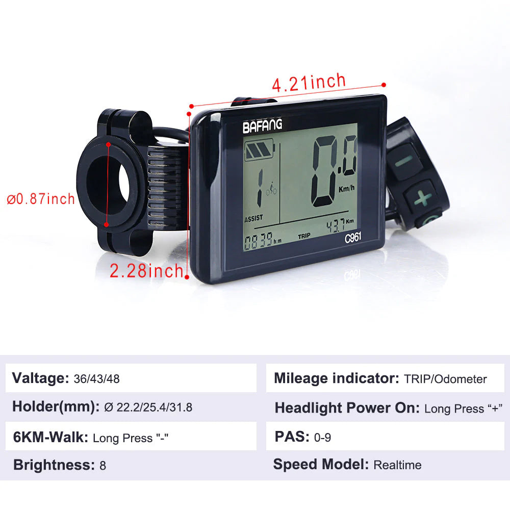 NULKOMMA C961 LCD Display Meter for Bafang Ebike Kit
