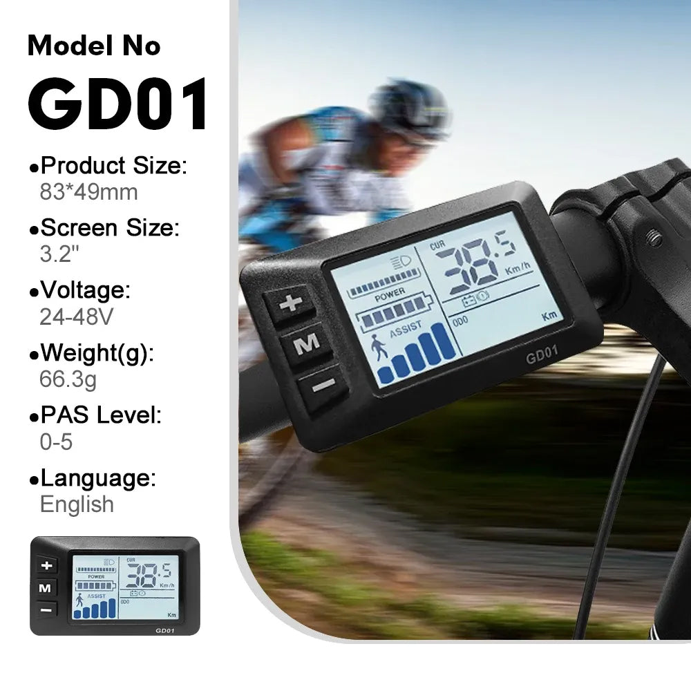 Nulkomma GD01 Electric Bike LCD Display Meter 48V Ebike Speed Control Panel 6-pin Male Connector