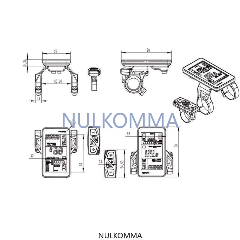 NULKOMMA Electric Bike Conversion Kit, E-Bike LCD Display, Motor Controller, Scooter Accessories, C600E, 48V