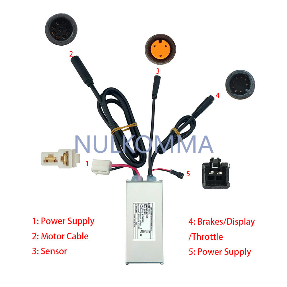 NULKOMMA Ebike Brushless Motor Controller LSW1080-24-3M 36V 17A Suitable for Electric Bicycles Scooters Fat-Tire Bikes Speed Controller