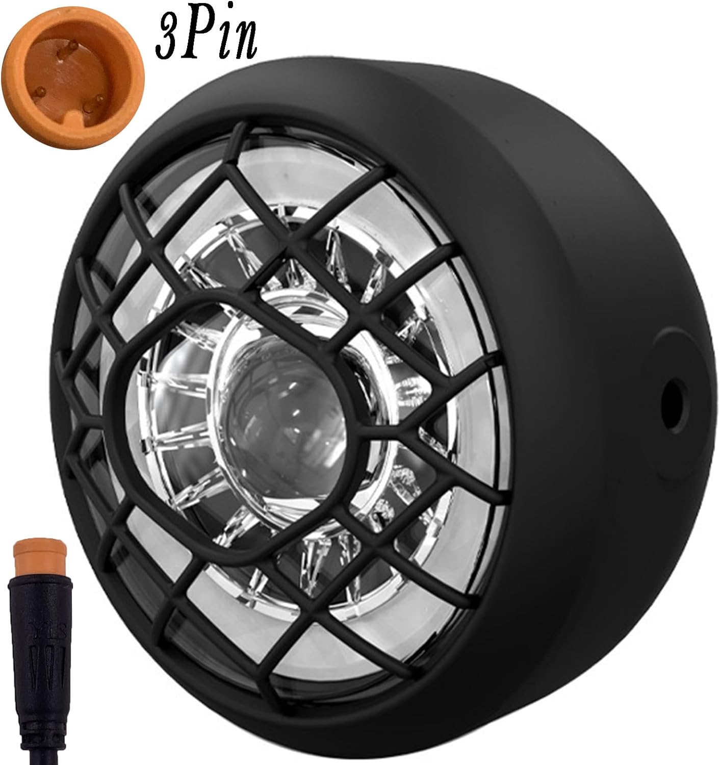 Headlight Durable Bright Front Light for Electric Bicycle 3 Pin Male Connector