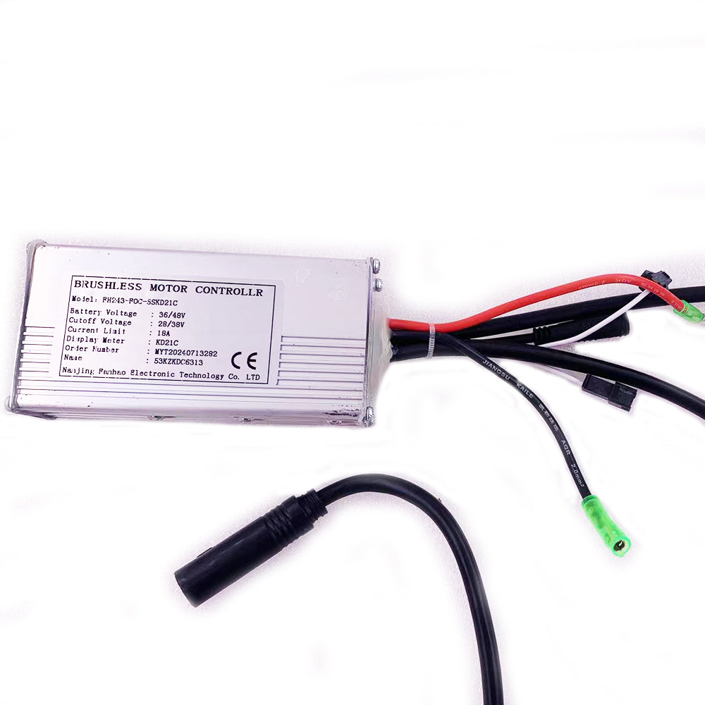 FH243-FOC-5SKD21C Brushless Motor Controller 36V/48V 18A for Ebike Display Meter KD21C