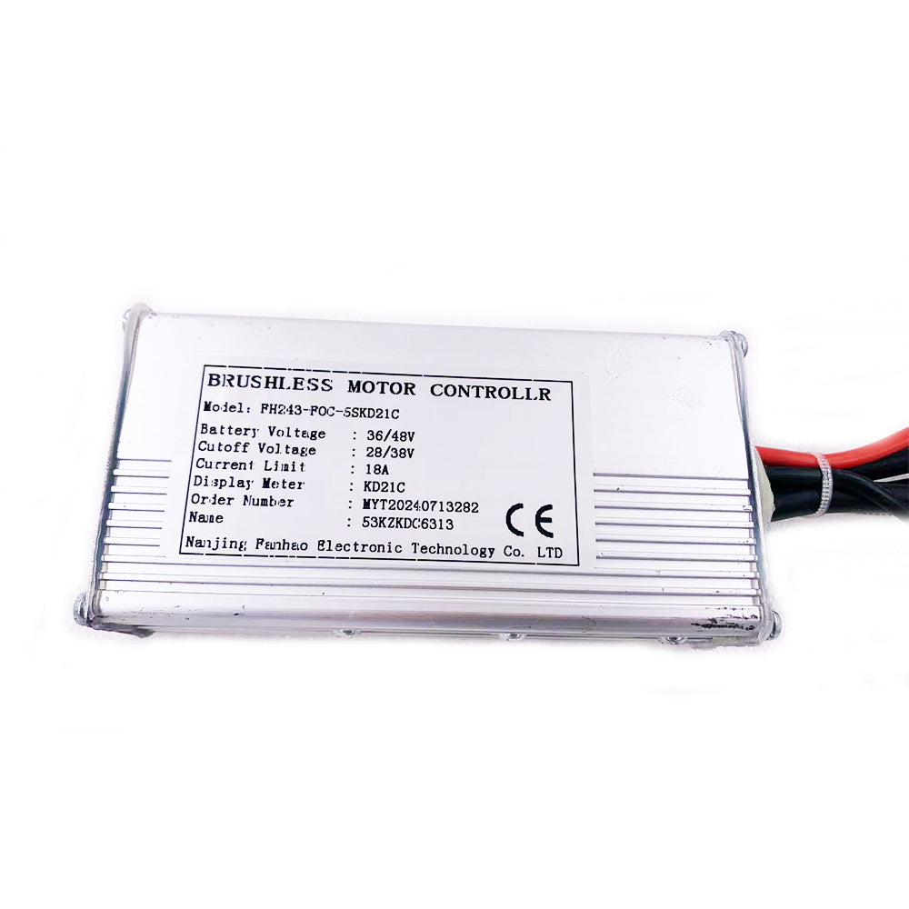 FH243-FOC-5SKD21C Brushless Motor Controller 36V/48V 18A for Ebike Display Meter KD21C