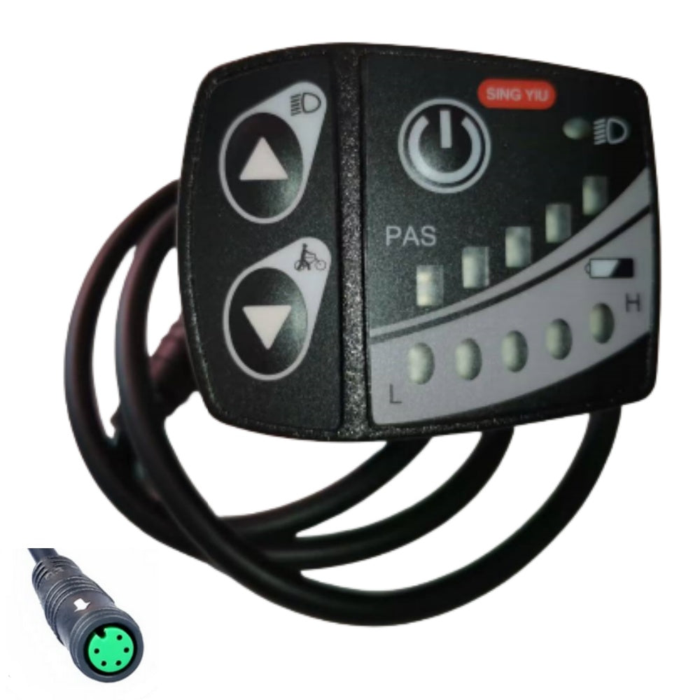 Nulkomma Ebike LED Display Meter Sing YIU LED Control Panel with 5-pin Female Connector Waterproof Electric Bike Speedometer