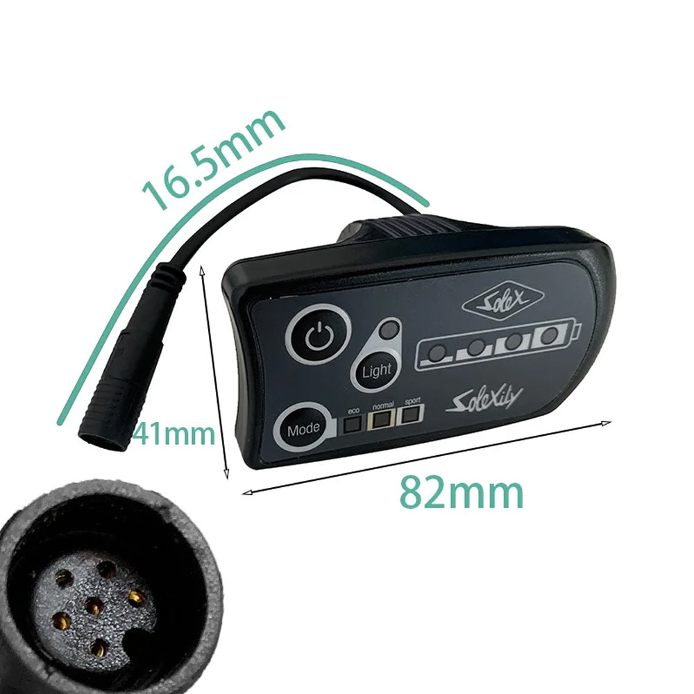 NULKOMMA SOLEX790 Electric Bicycle LED Display Meter 36V Cycling Computer Waterproof 6-Pin Female Connector E-Bike Control Panel Speedometer