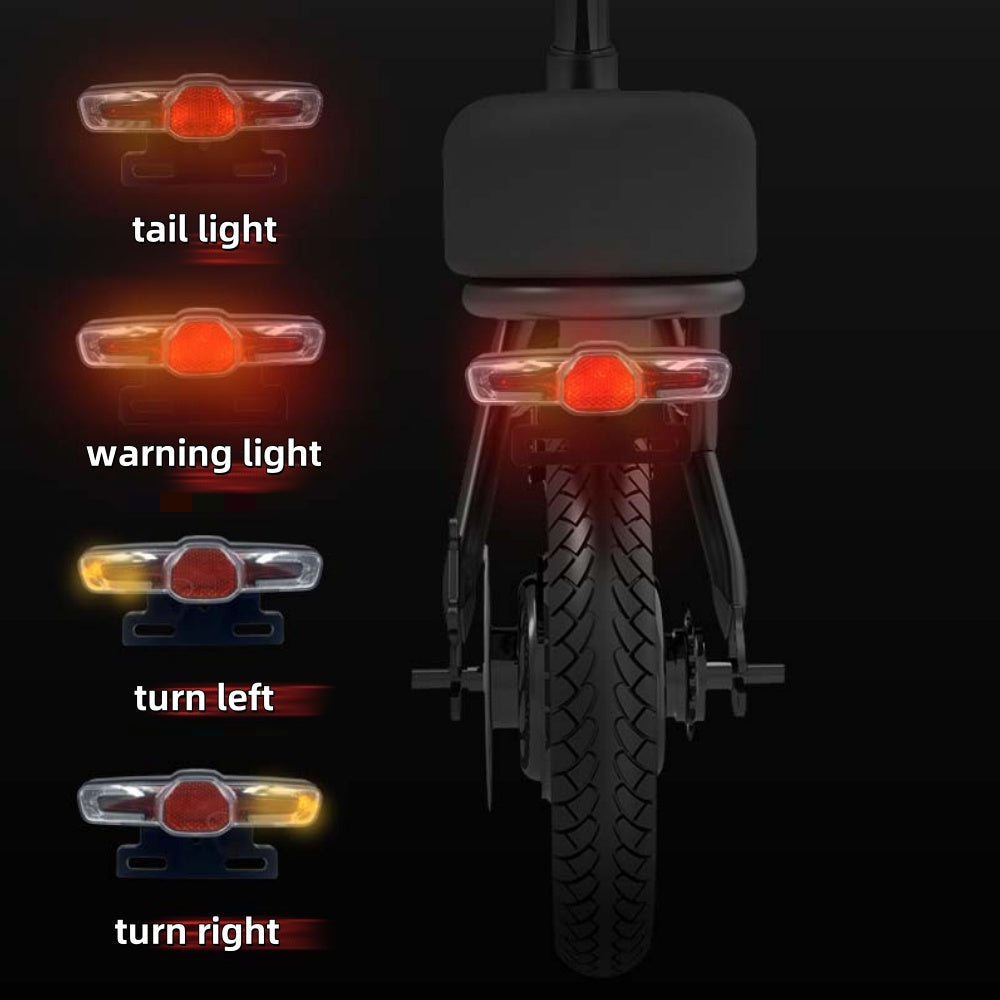 NULKOMMA Ebike Tail Light LED Brake Light with Turn Signals 36V/48V Waterproof Warning Light Bike Rear Light Night Riding Electric Bike Accessories