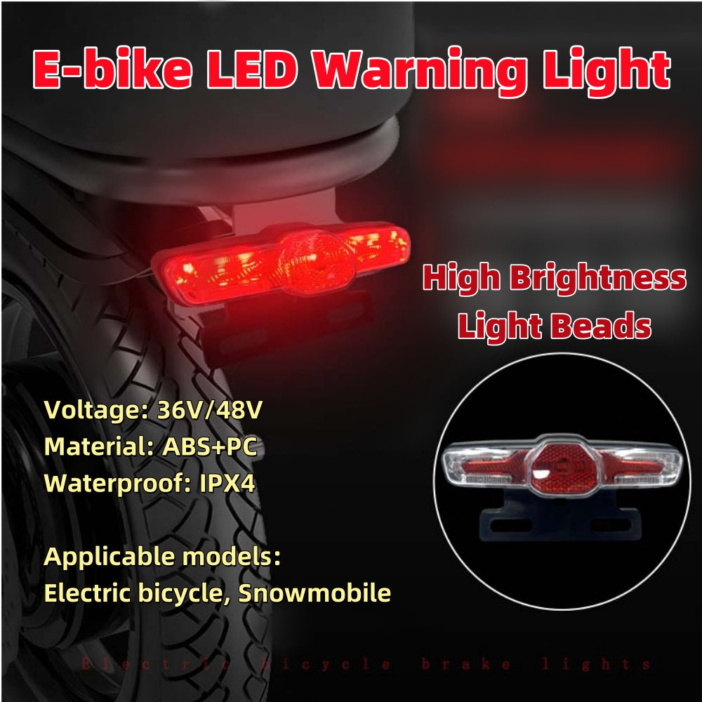 NULKOMMA Ebike Tail Light LED Brake Light with Turn Signals 36V/48V Waterproof Warning Light Bike Rear Light Night Riding Electric Bike Accessories