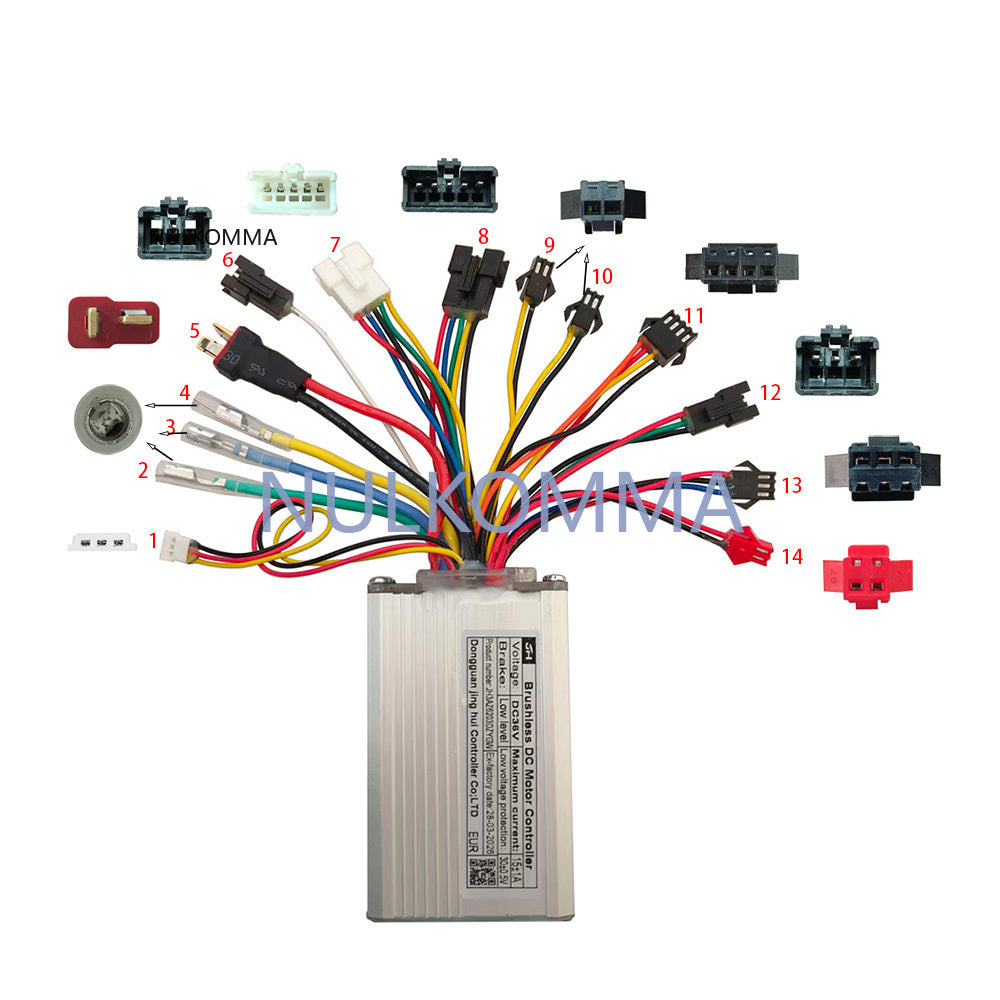 NULKOMMA Brushless Motor Controller JH3AZ6203DZYGW 36V 15A E-Bike Scooter Universal E-Bike Conversion Kit Bicycle Speed Controller