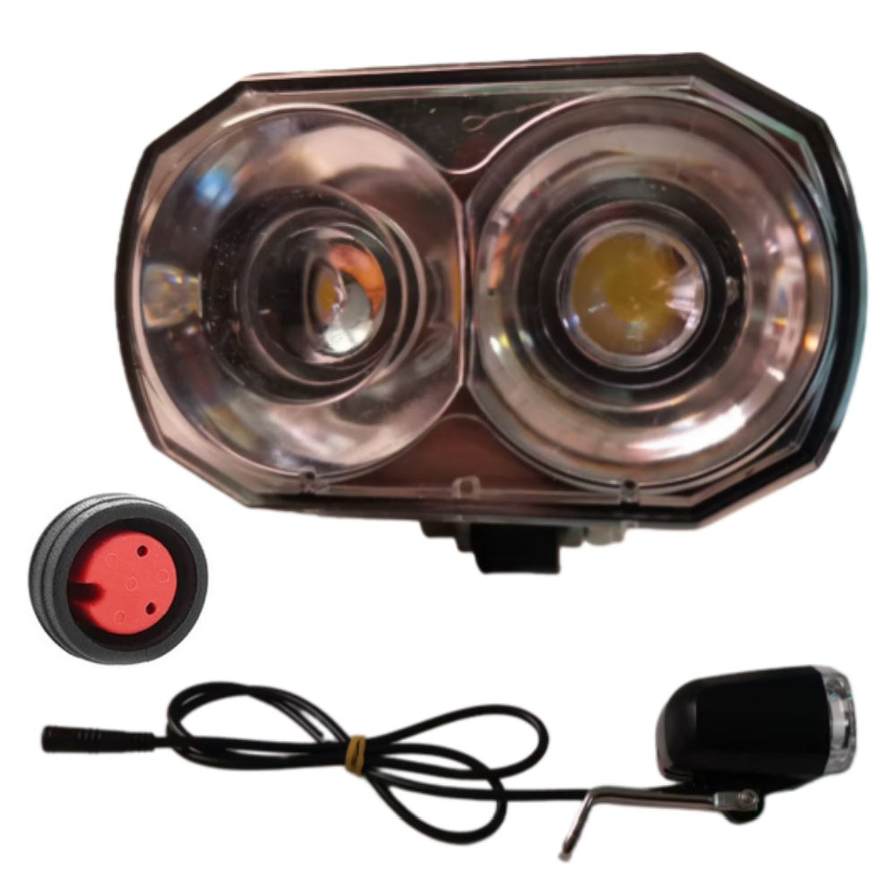 Nulkomma Ebike Headlight 36-48V LED Light for Night Riding Waterproof Long-cable Style