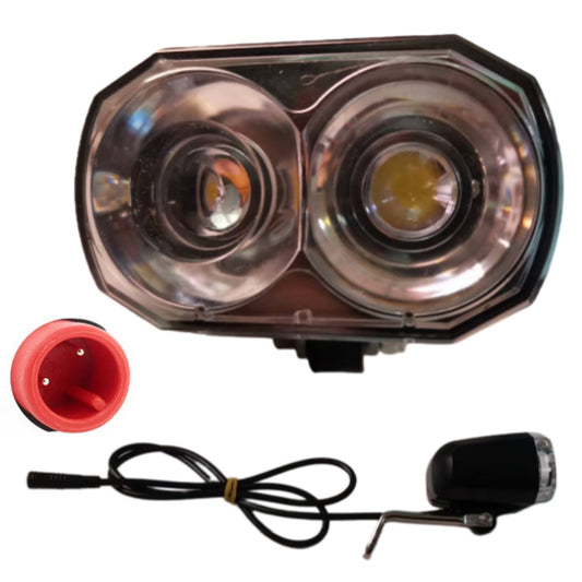 Nulkomma Ebike Headlight 36-48V LED Light for Night Riding Waterproof Long-cable Style