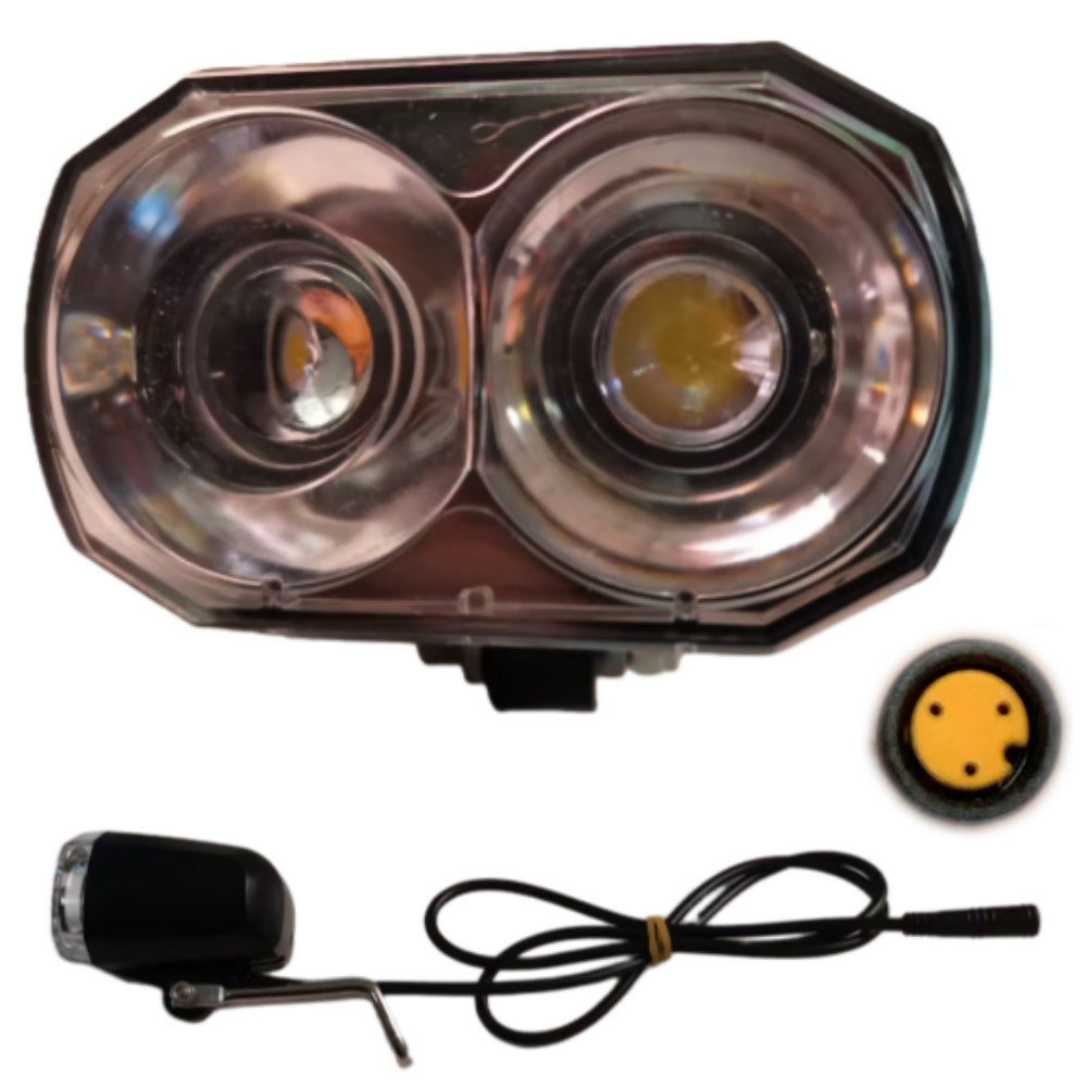 Nulkomma Ebike Headlight 36-48V LED Light for Night Riding Waterproof Long-cable Style