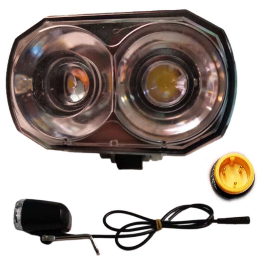 Nulkomma Ebike Headlight 36-48V LED Light for Night Riding Waterproof Long-cable Style