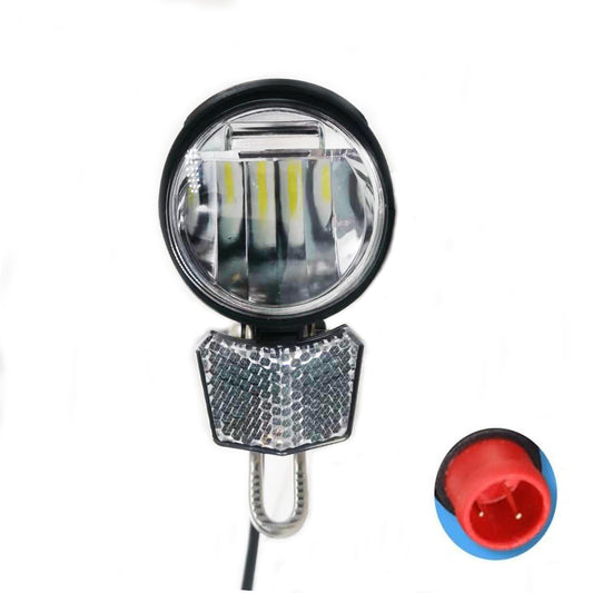 Electric Bike Headlight for Night Riding LED Front Light Suitable for 24V 36V 48V Battery Controller Waterproof 2-pin Male Connector Headlight for E-Bike Scooter