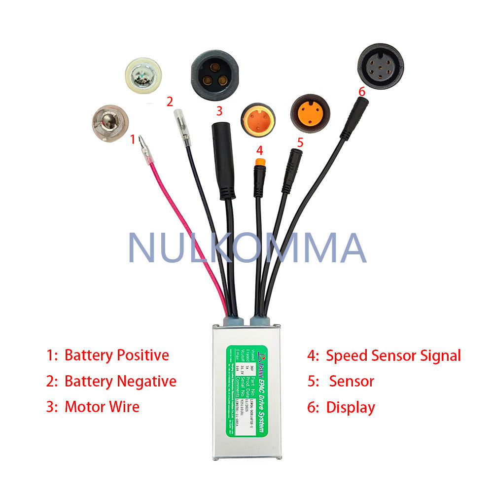 NULKOMMA Ebike Brushless Motor Controller LSW0781-11-08EA 36V 14A Suitable for Electric Bicycles Scooters Fat-Tire Bikes Speed Controller