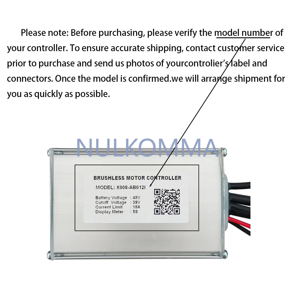 Ebike Brushless Motor Controller X008-AB0121 48V 18A Suitable for Electric Bicycles Scooters Fat-Tire Bikes Speed Controller
