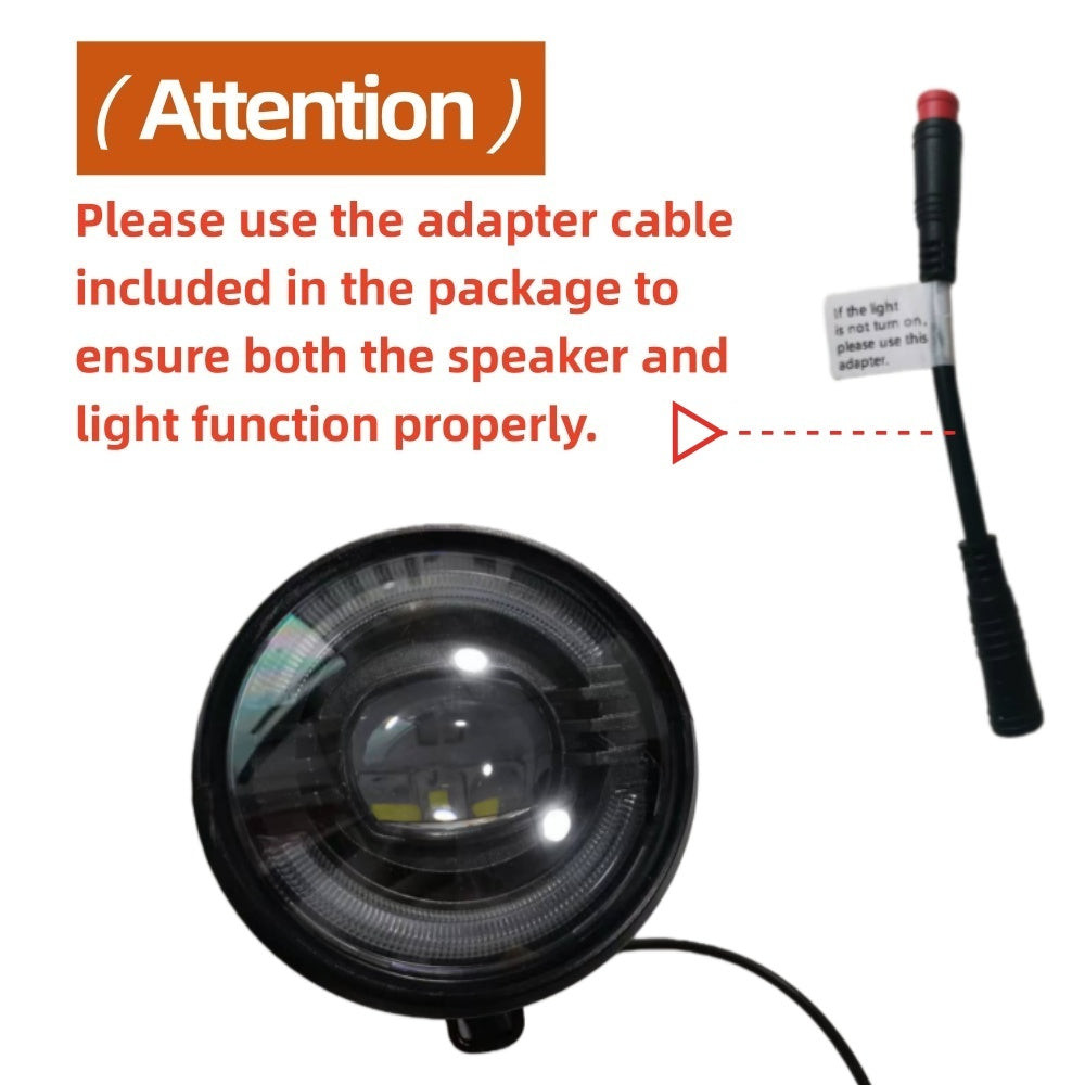 Nulkomma Ebike LED Light 36-60V Electric Bicycle Headlight with Horn