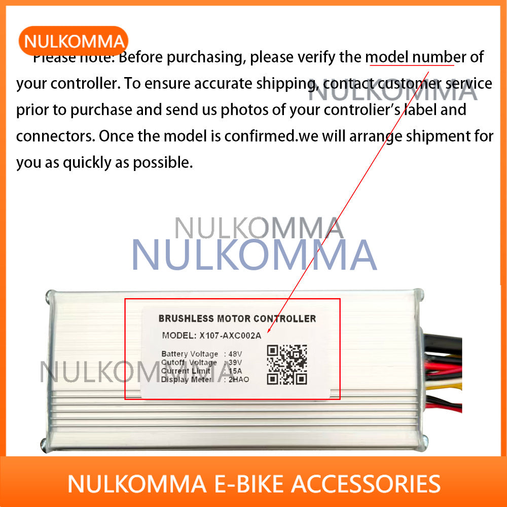 NULKOMMA Brushless Motor Controller X107-AXC002A 48V 15A E-Bike Scooter Universal E-Bike Conversion Kit Bicycle Speed Controller
