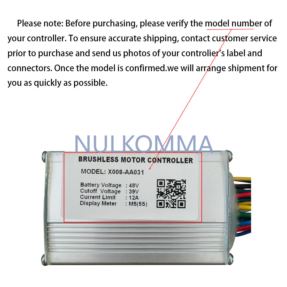 Ebike Brushless Controller X008-AA031 48V 12A Speed Parts for M5 Protocol Display Electric Scooter MTB Fat Bike Accessories