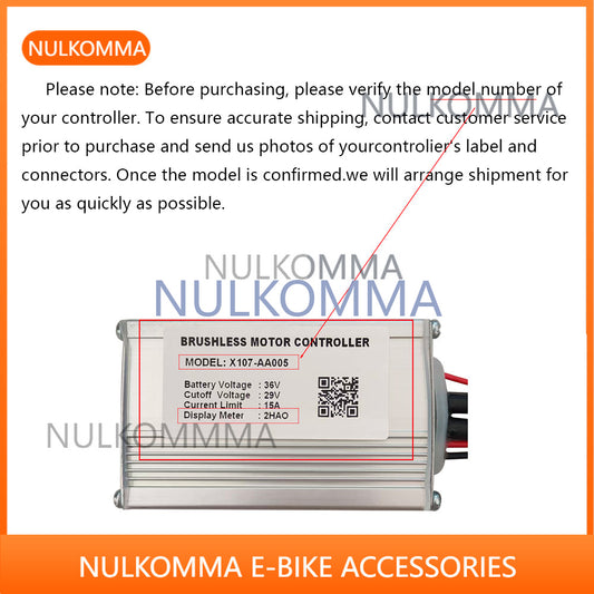 NULKOMMA Ebike Brushless Motor Controller 36V 15A Speed Controller X107-AA005 2HAO for Electric Bicycle Scooter Motorcycle