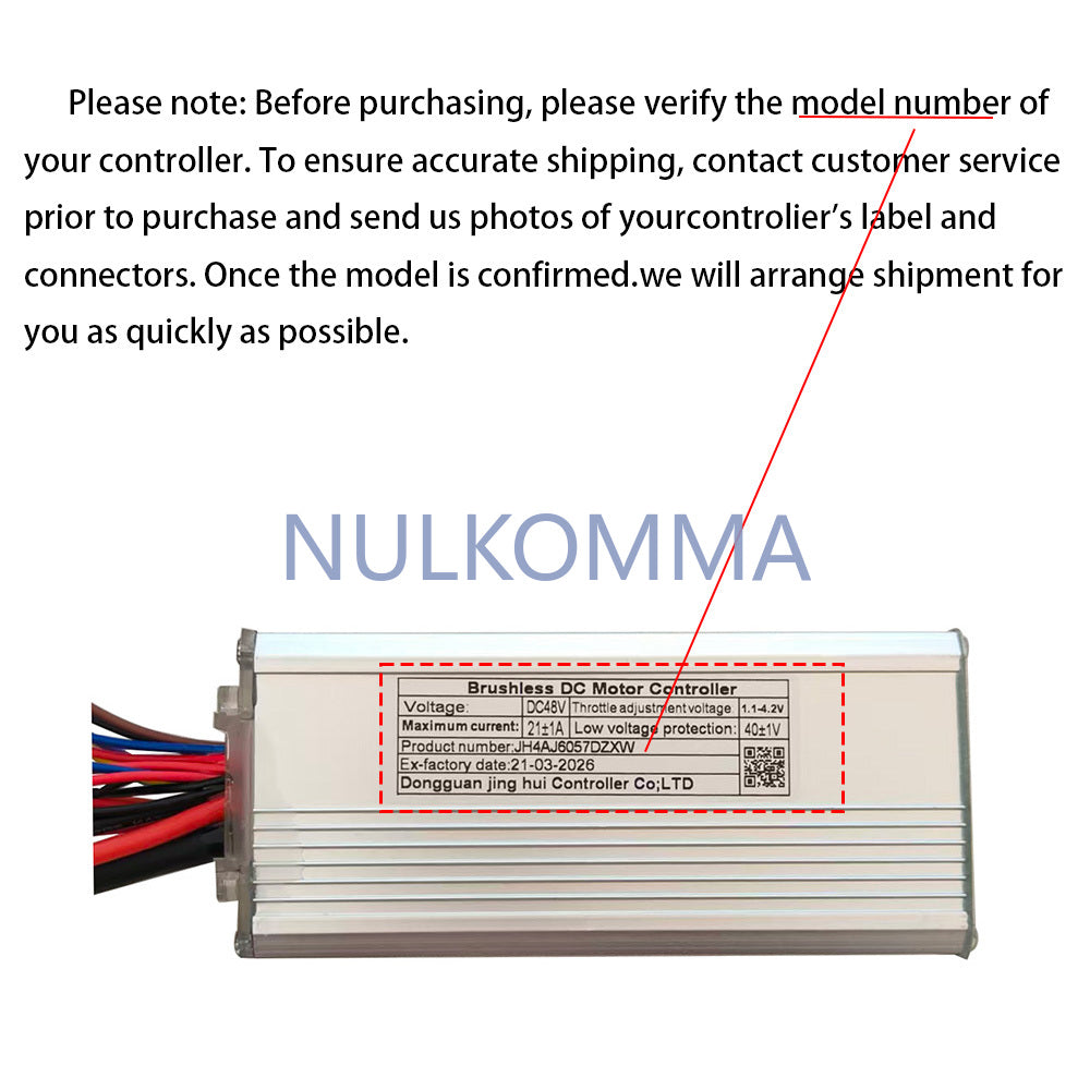 NULKOMMA JH4AJ6057DZXW Brushless Motor Controller 48V 20A Lithium-Ion Sine Wave E-Bike Speed Controller Suitable for Electric Bicycles
