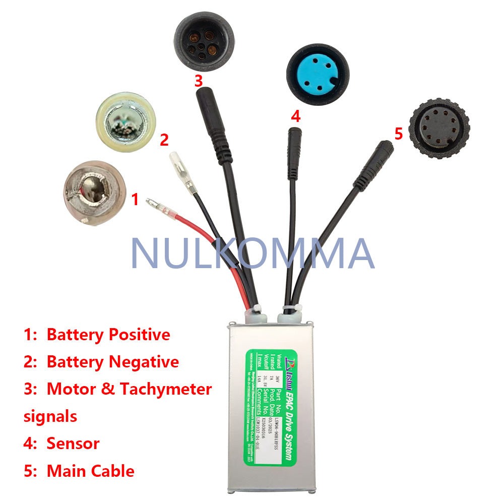 NULKOMMA E-bike Controller 36V 15A Brushless Motor Speed Controller LSW06-90B1RFSS Universal for E-bike Fat Tire Bike Mountain Bike