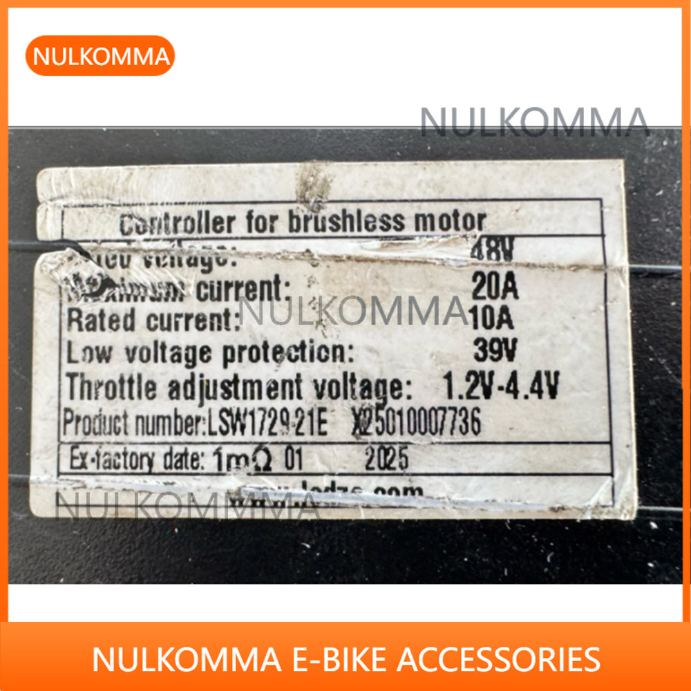 NULKOMMA Ebike Brushless Motor Controller LSW1729-21E 48V 20A Suitable for Electric Bicycles Scooters Fat-Tire Bikes Speed Controller