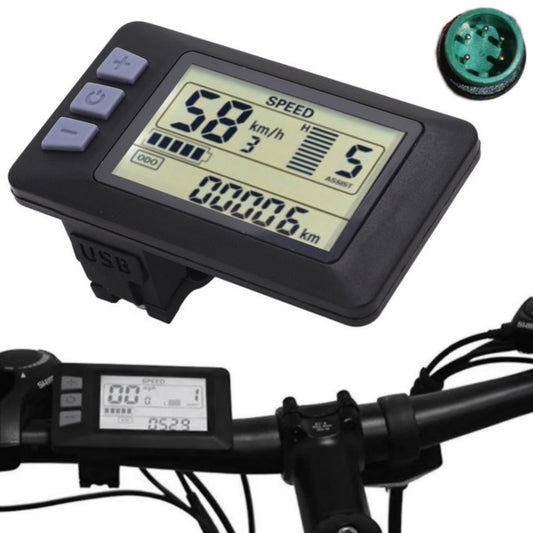NULKOMMA LCD-P3H Electric Bicycle LCD Display Meter Ebike Computer Waterproof 5-pin Plug Connector 48V Ebike Control Panel