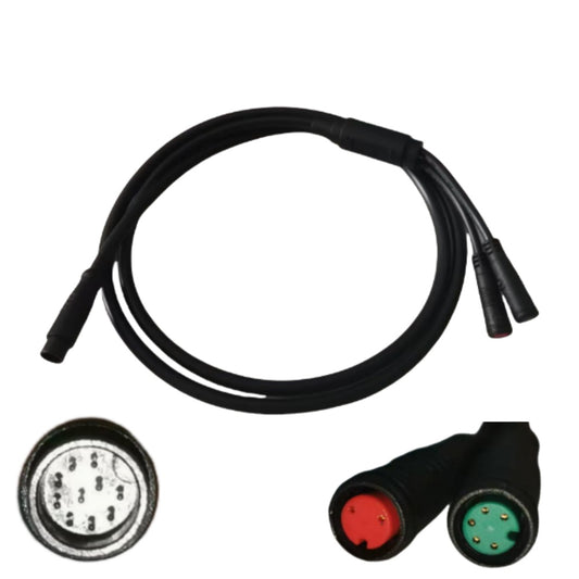 NULKOMMA 1-to-2 Ebike Cable 10-pin Male to 2-pin Female and 5-pin Female Connectors Waterproof Extension Cable