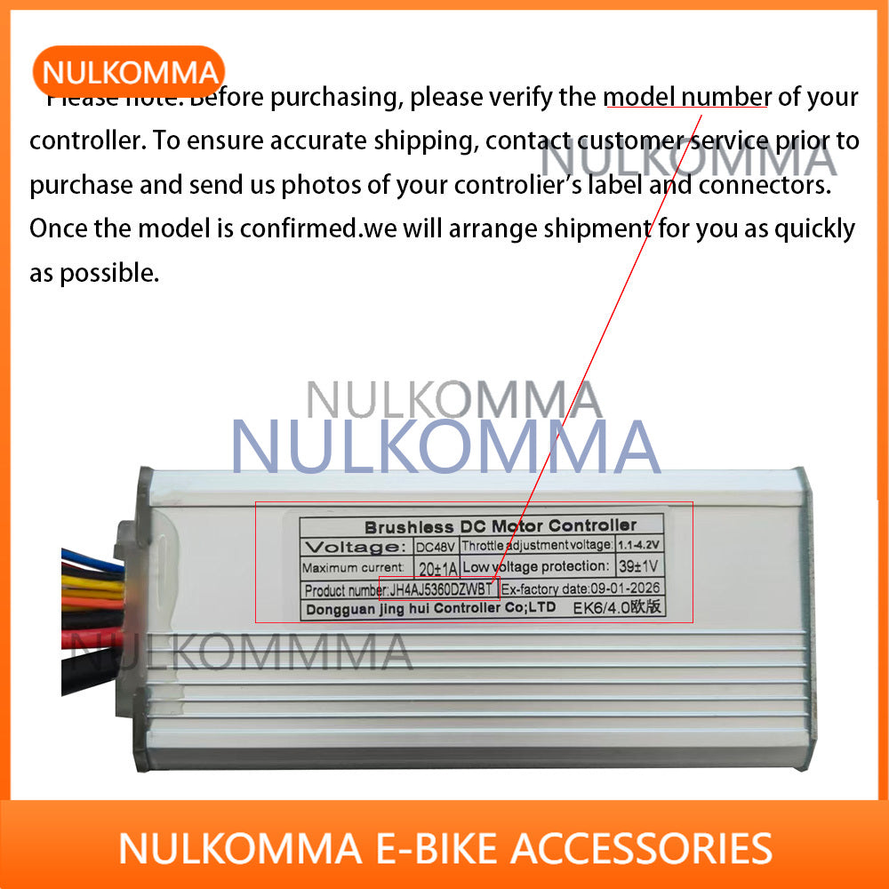 NULKOMMA EBIKE Brushless Motor Controller Electric Bicycle 48V JH4AJ5360DZWBT Suitable for Electric Scooters Mountain Bikes Motorcycles