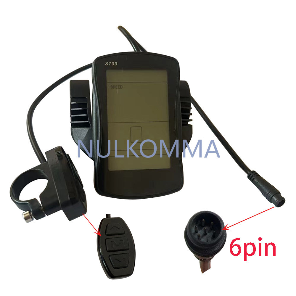 NULKOMMA S700 LCD Display Ebike Accessories 48V Electric Bike Meter Controller Bicycle Screen 6-pin waterproof connector instrumentation