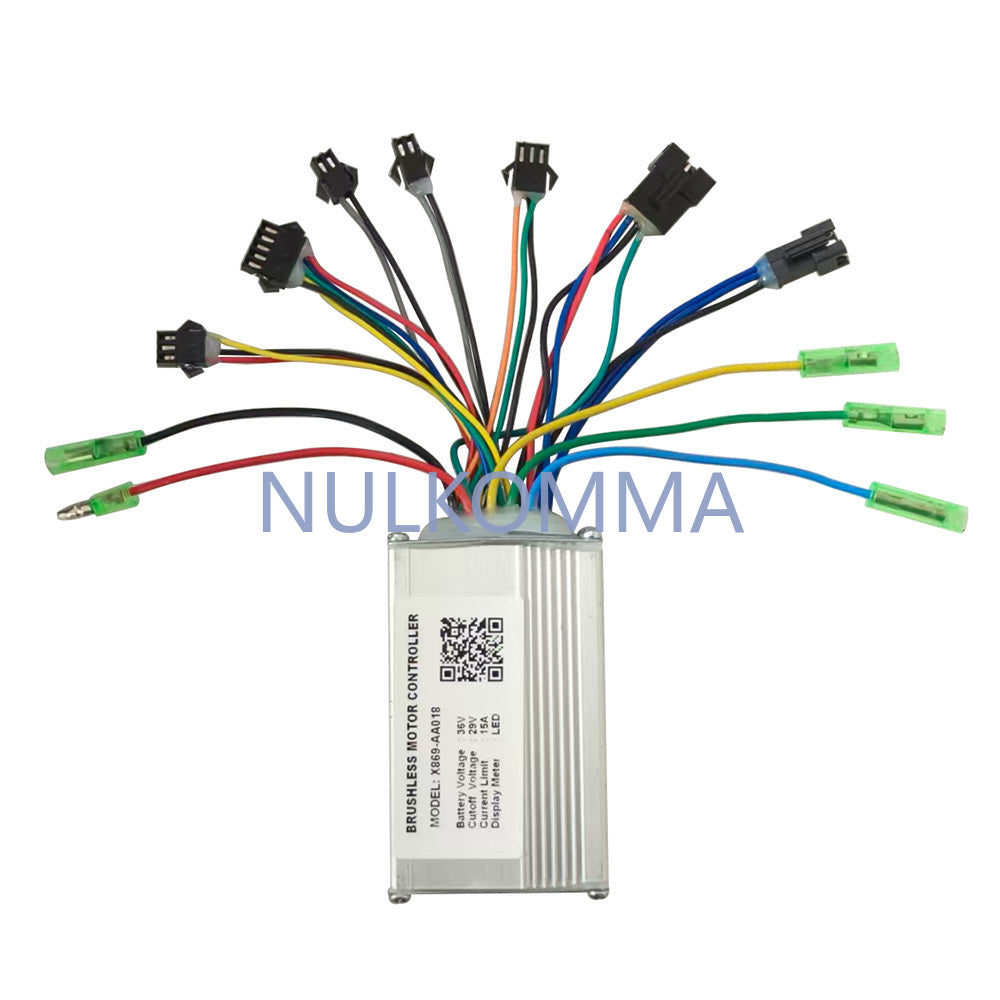 NULKOMMA Ebike Brushless Motor Controller 36V 15A Speed Controller X869-AA018 LED for Electric Bicycle Scooter Motorcycle
