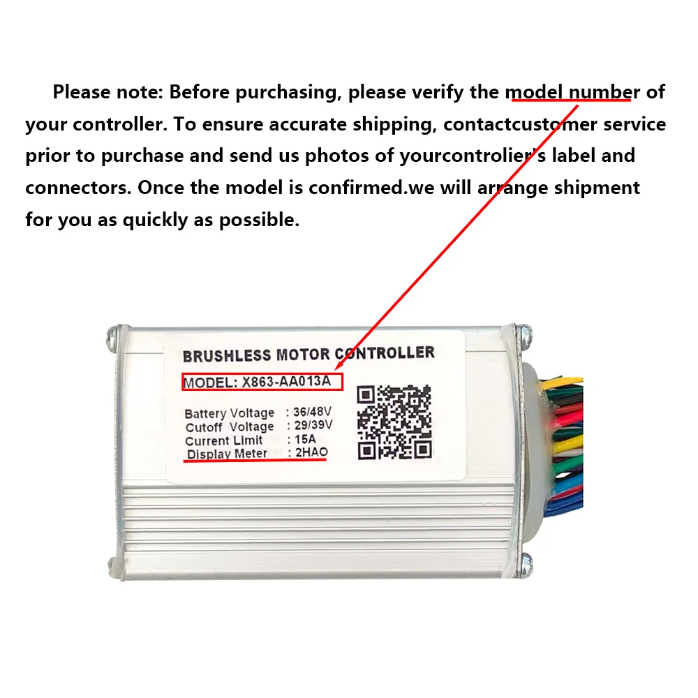 Nulkomma Ebike Brushless Motor Controller X863-AA013A 36V/48V 15A for 2HAO Display Electric Scooters MTB Accessories Speed Controller