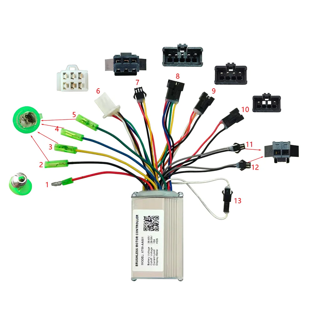Nulkomma Ebike Brushless Motor Controller 36/48V 15A Speed Controller X759-AA001 KDS for Electric Bicycle Scooter Motorcycle