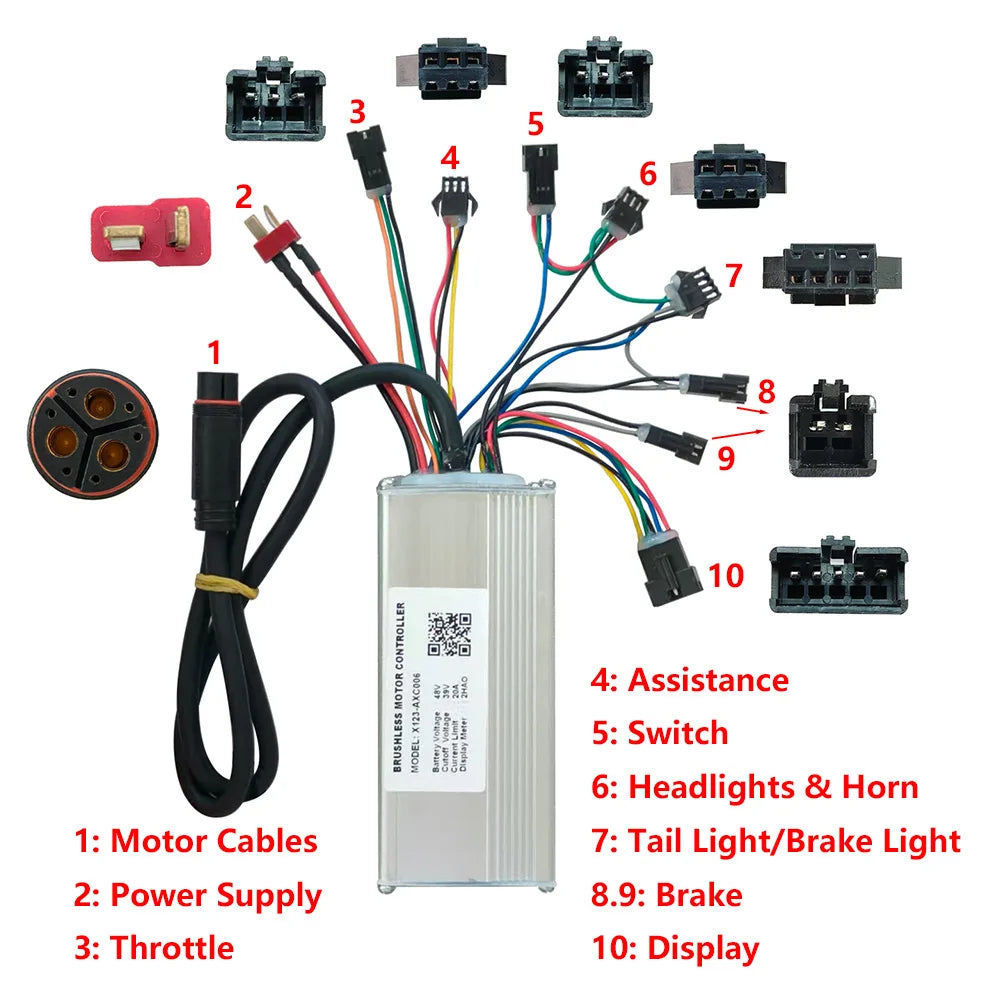 Nulkomma X123-AXC006 48V 20A EBIKE Brushless Motor Controller Electric Bike Accessories Mountain Bike Speed Controller